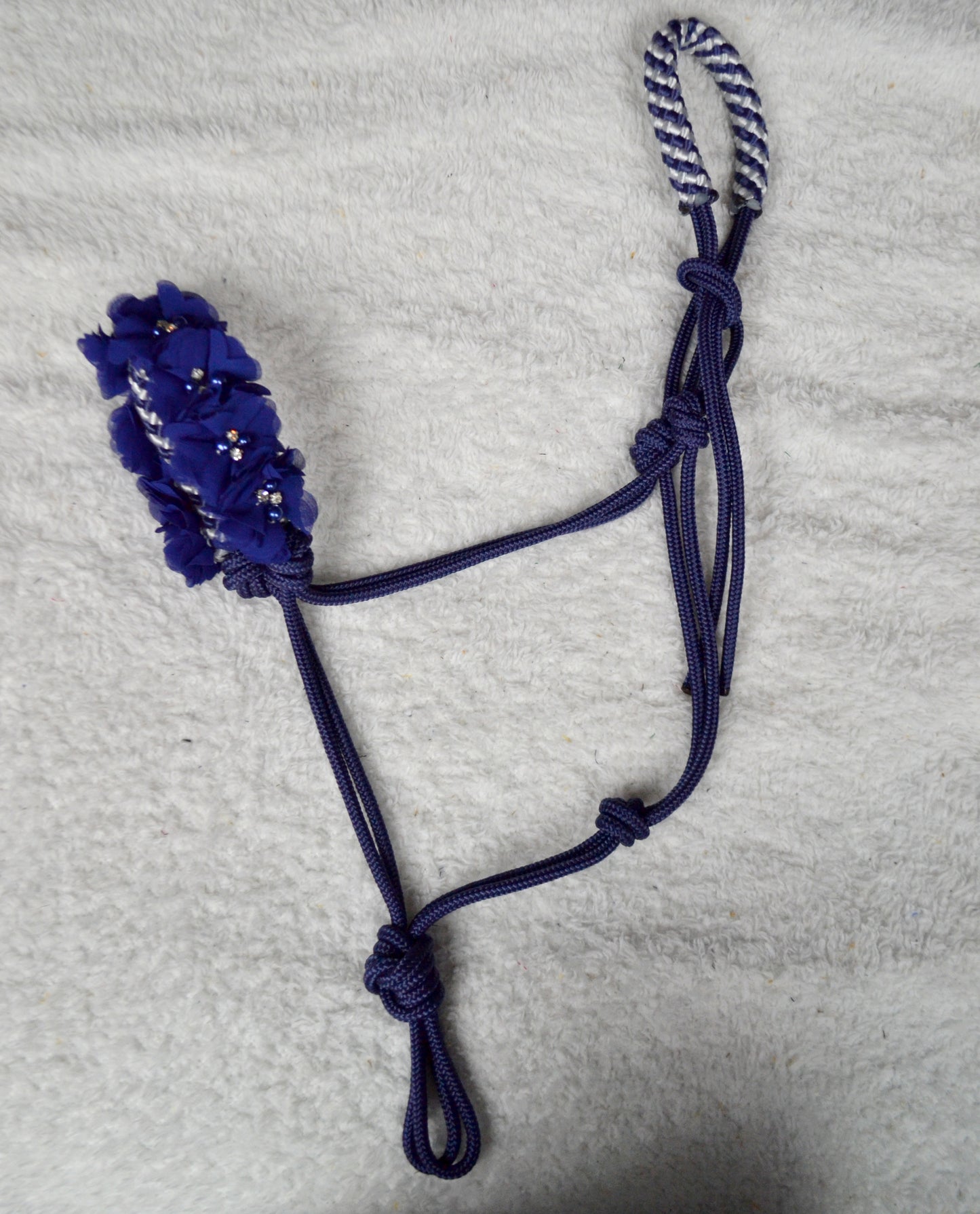 licol éthologique cheval fleurs sapristouch bleu marine