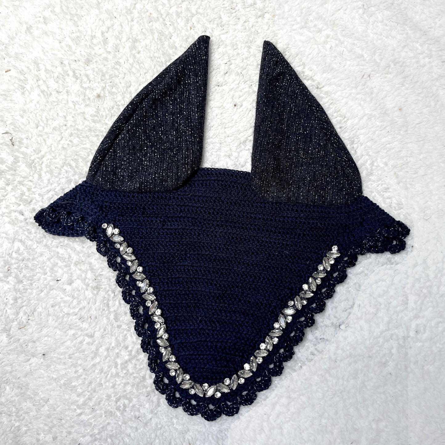 Bonnet Mi-Long Diamant Amande Bleu Marine & Pailleté 1