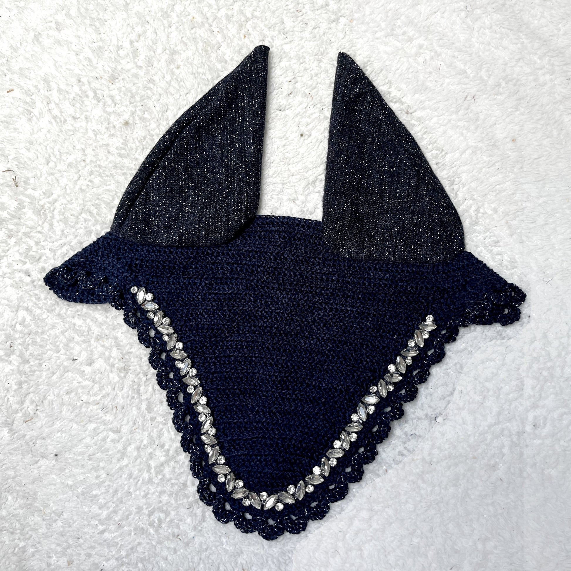 Bonnet Mi-Long Diamant Amande Bleu Marine & Pailleté 1