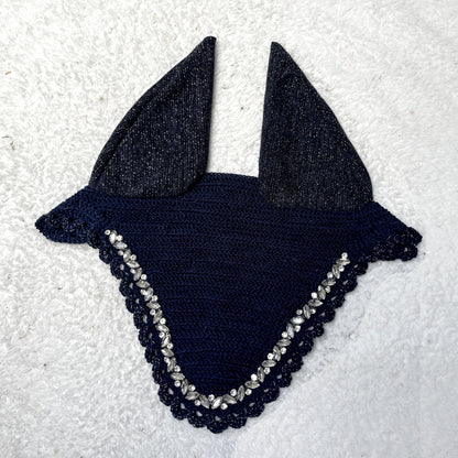 Bonnet Mi-Long Diamant Amande Bleu Marine & Pailleté 1