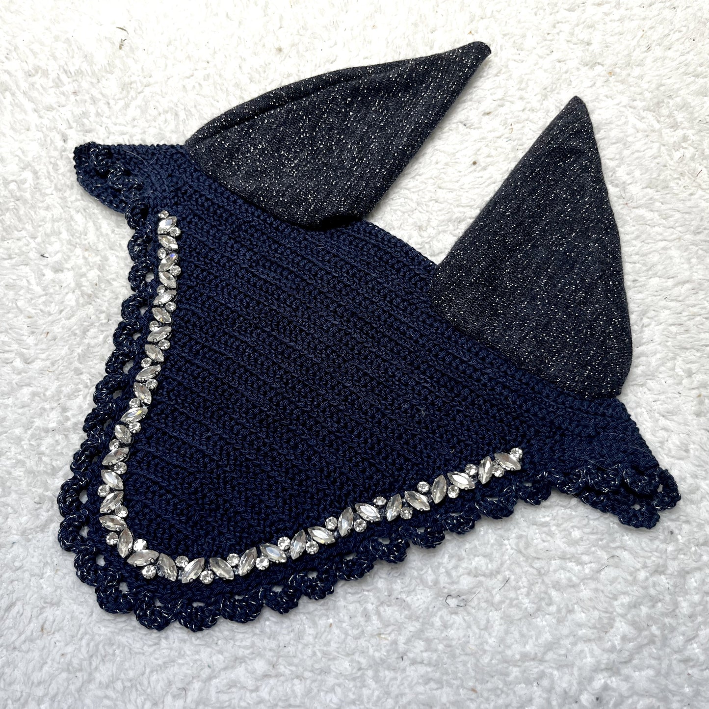 Bonnet Mi-Long Diamant Amande Bleu Marine & Pailleté 2