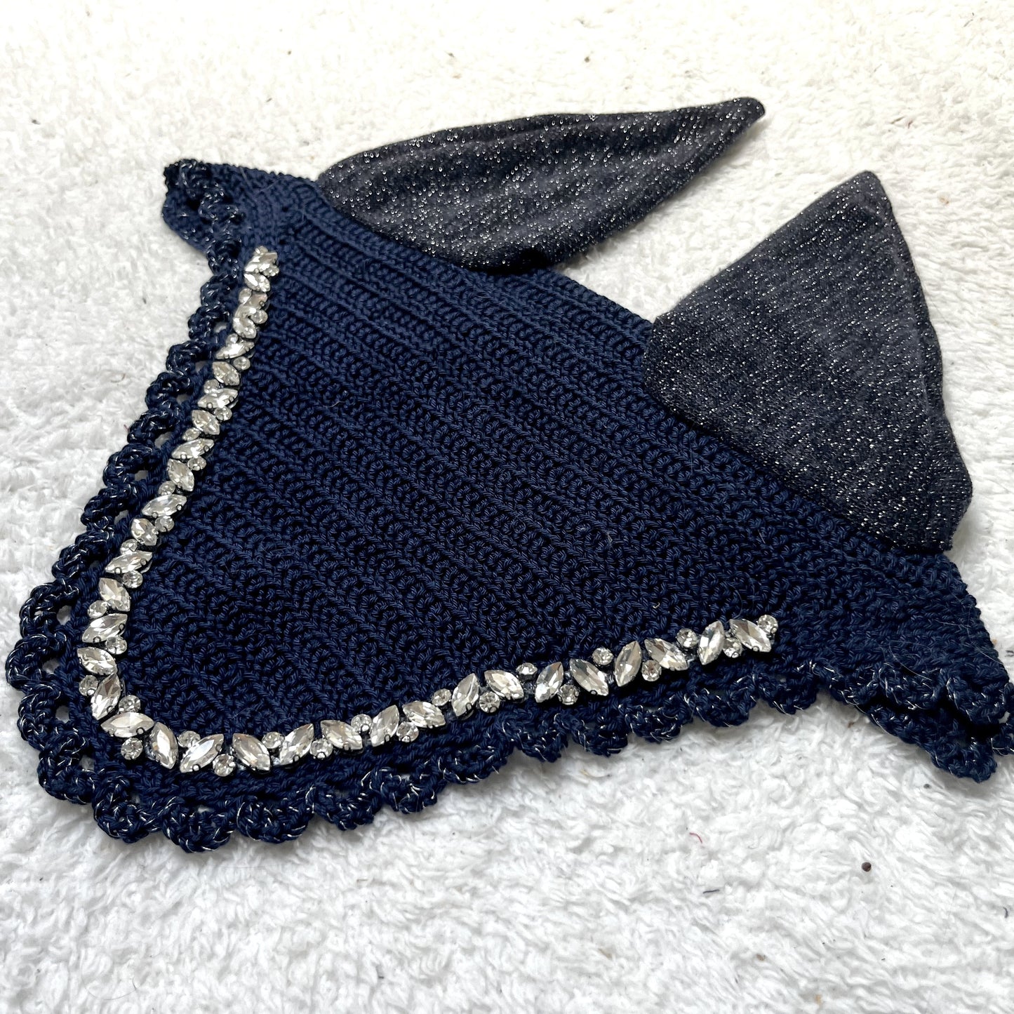 Bonnet Mi-Long Diamant Amande Bleu Marine & Pailleté 3