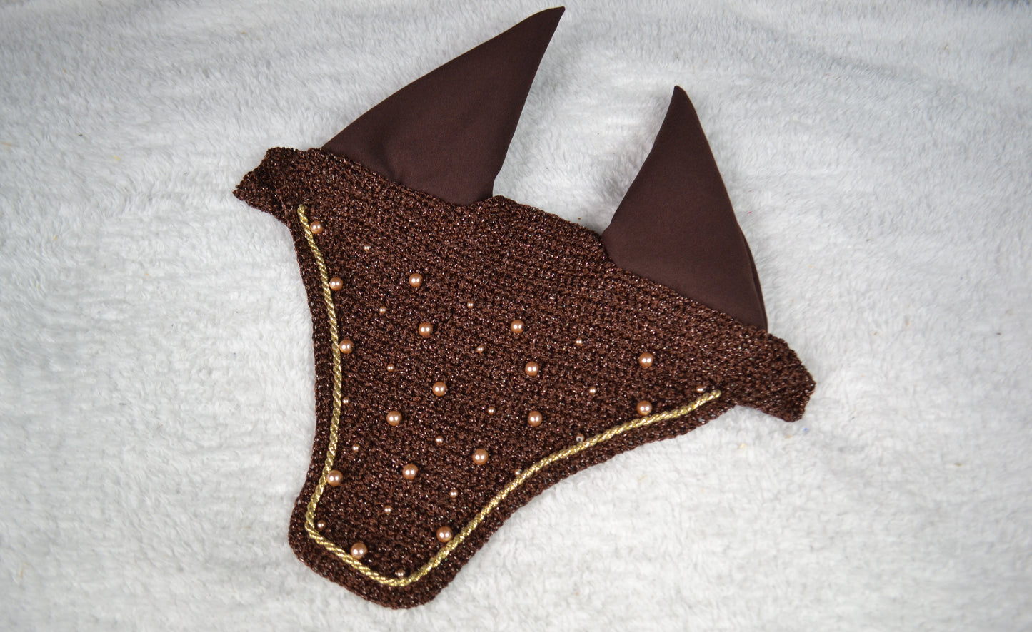 Bonnet Mi-Long Perles | Marron pailleté