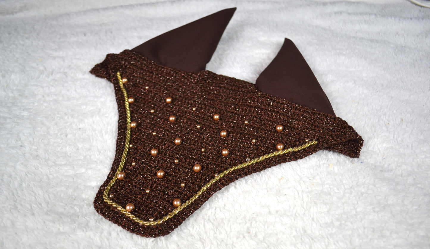 Bonnet Mi-Long Perles | Marron pailleté