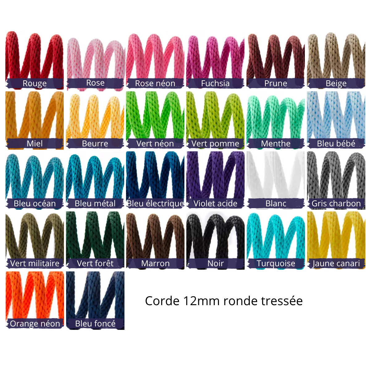Nuancier longes tressees 12mm