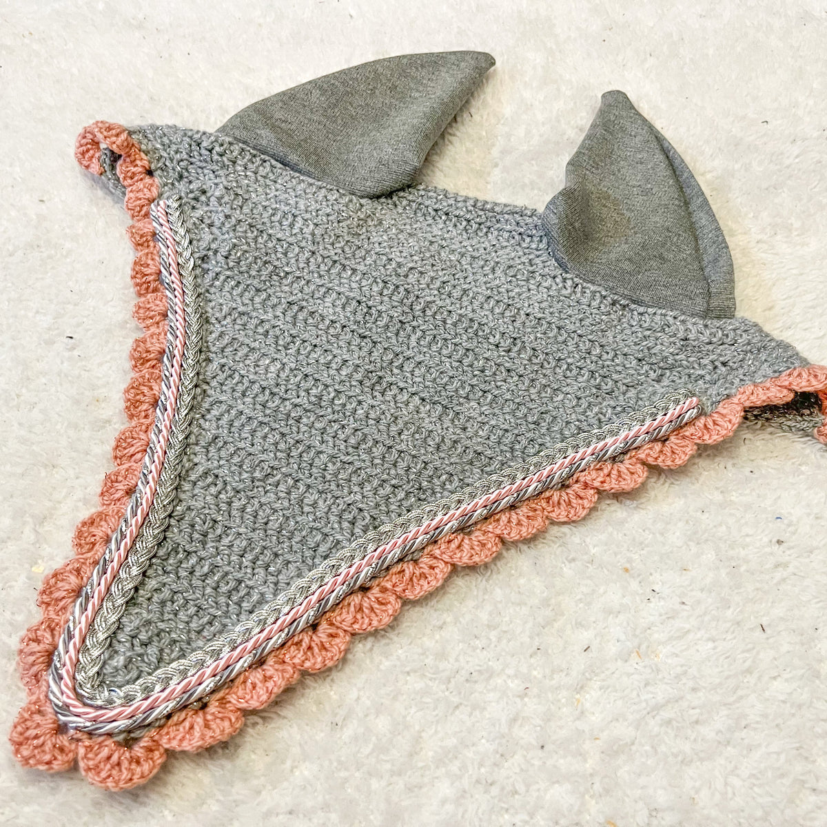 bonnet long cheval sapristouch artisanal gris pailleté 
