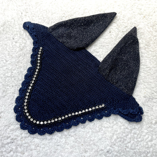 bonnet mi long diamant perles bleu marine 2