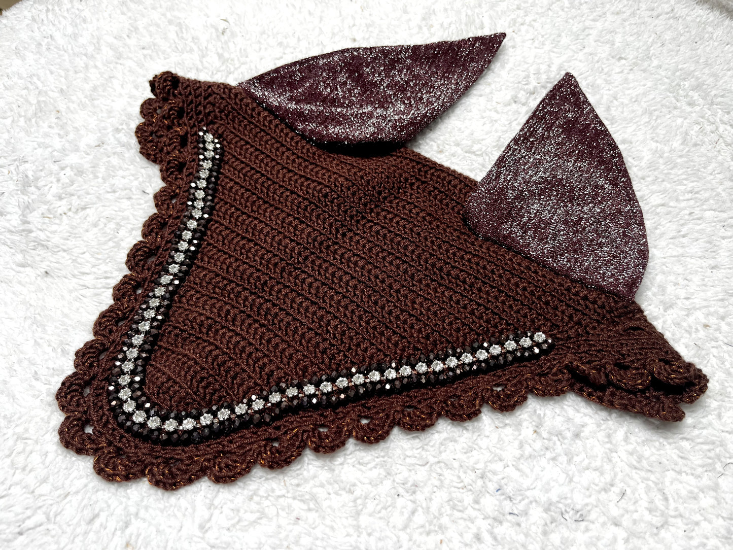 bonnet mi long diamant perles marron chocolat 3