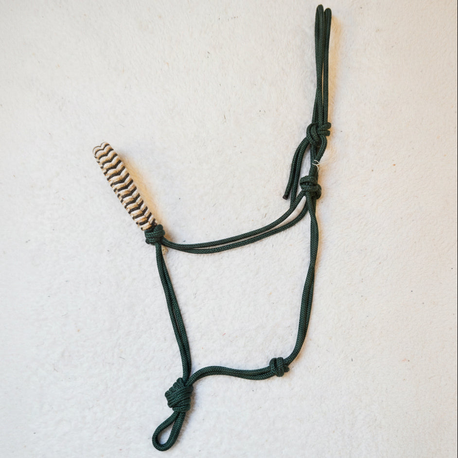 licol éthologique cheval obsidienne tressé sapristouch vert sapin
