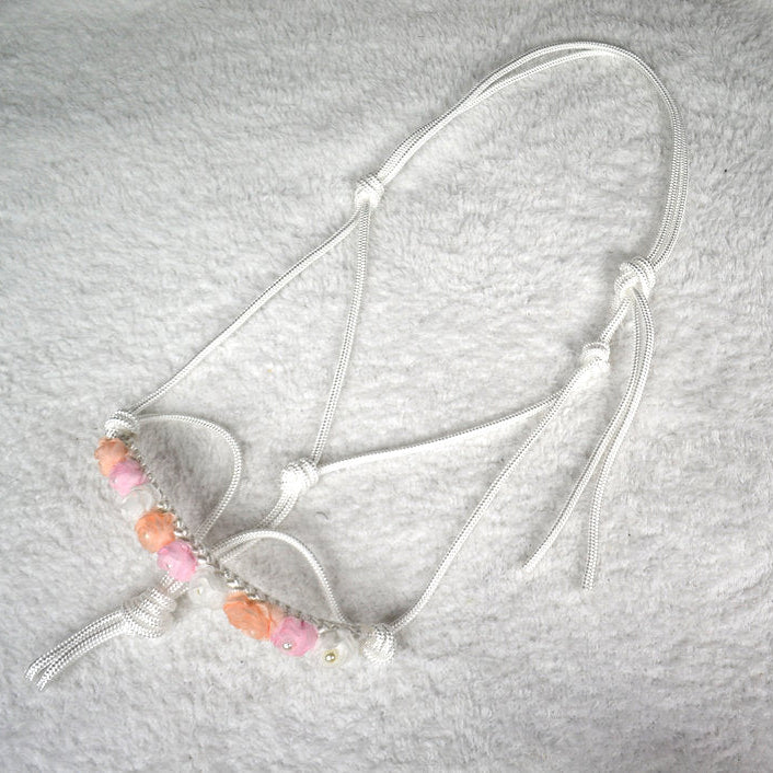licol éthologique cheval fleurs sapristouch blanc rose