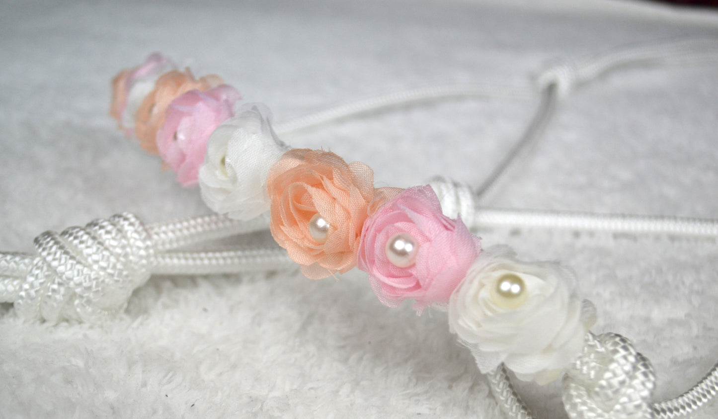 licol éthologique cheval fleurs sapristouch blanc rose