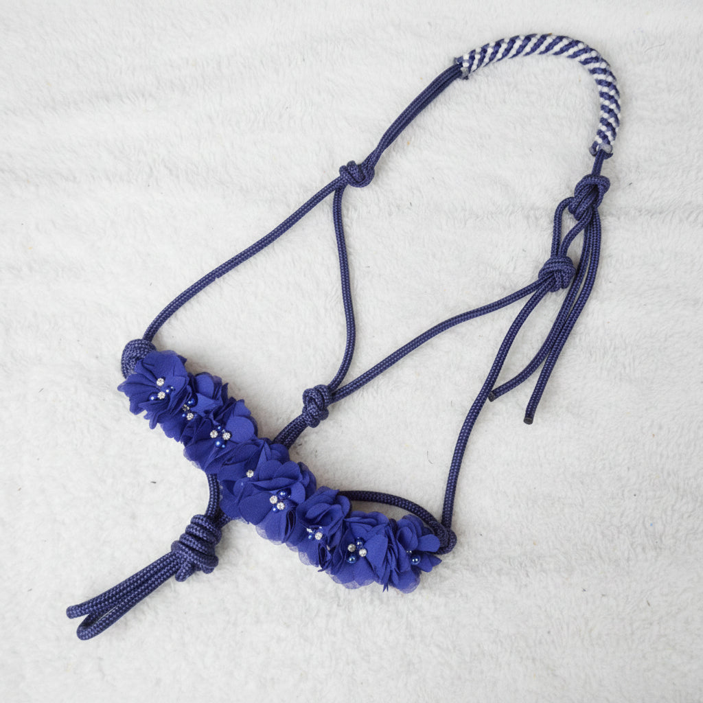 licol éthologique cheval fleurs sapristouch bleu marine