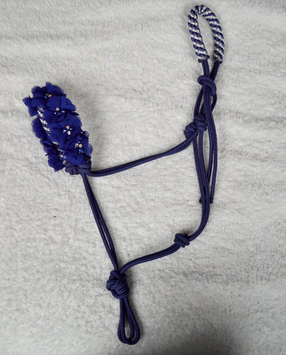licol éthologique cheval fleurs sapristouch bleu marine 