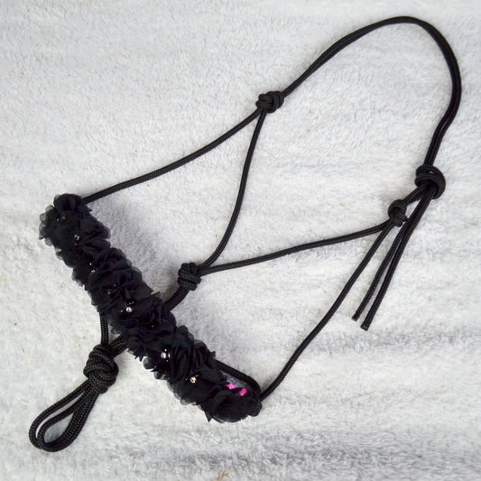 licol éthologique cheval fleurs sapristouch noir rose 