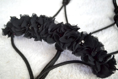 licol éthologique cheval fleurs sapristouch noir rose