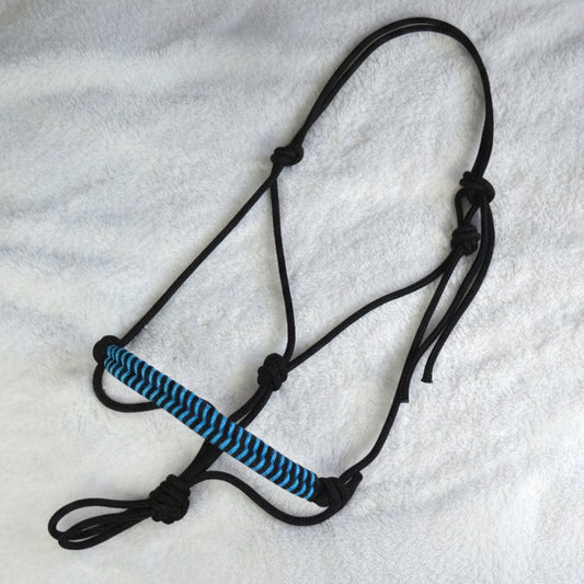 licol éthologique cheval obsidienne tressé sapristouch noir bleu océan