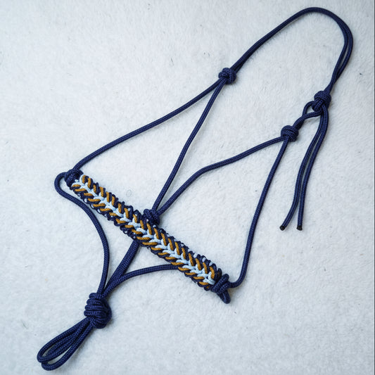 licol éthologique cheval saphir tressé sapristouch bleu marine